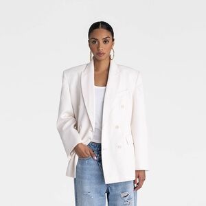 Women's Double-Breasted Cream Blazer